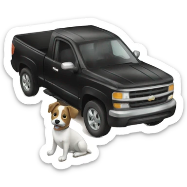 Black pickup truck with a dog  sticker