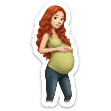 Strong and brave mom redhead long hair pregnant  sticker