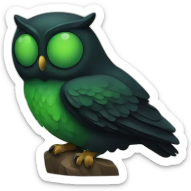 Cute black and green owl praying sticker