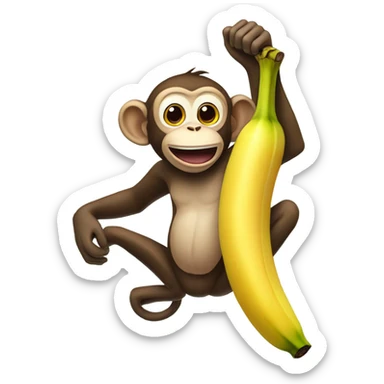 Upside down monkey, eating bananas sticker