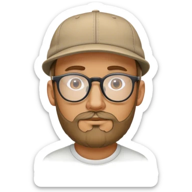 quiero un emoji de una persona con cara perfilada moreno con lentes y gorra y barba muy baja sticker