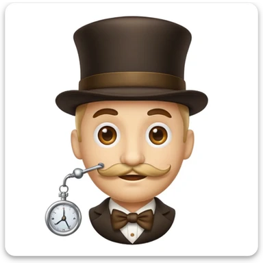 a smirking emoji with a twirly black mustache and a monocle sticker