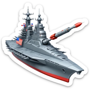 Huge Russian space battleship with prominent flag and missile launchers sticker