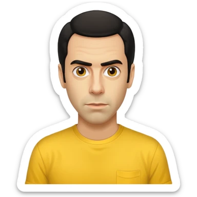 Sacha Baron Cohen with yellow shirt sticker