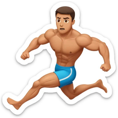 a muscular man afraid and running from his wife sticker