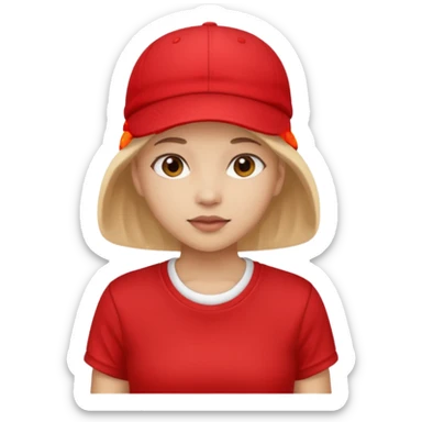 red tennis hat and red tshirt girl sticker