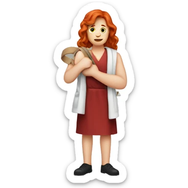 Red head with arm in a sling from surger sticker