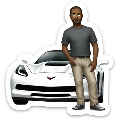 White man standing on corvette sticker