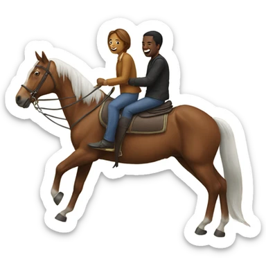 Two people riding one horse  sticker