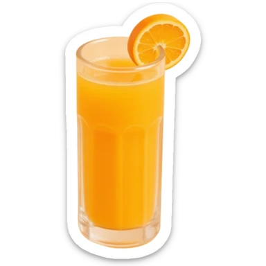 a shiny glass of orange juice, skeuomorphism style sticker