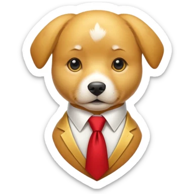 golden dog with white tie,red shirt sticker