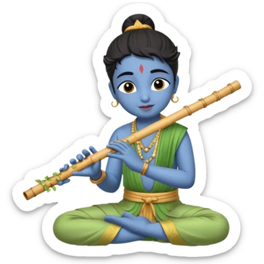 peaceful and divine Krishna playing flute sticker