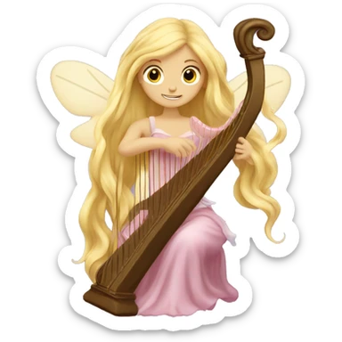 Long haired blonde fairy playing the harp sticker