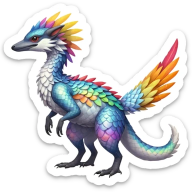 Colorful Scaly Feathery Fruity Iridescent Warm-colored Tropical Exotic Vernid-Sergal-Trico-Silvally-Nargacuga-fusion-hybrid-animal-creature, full body sticker