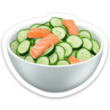 One bowl of cucumber salad with salmon sticker