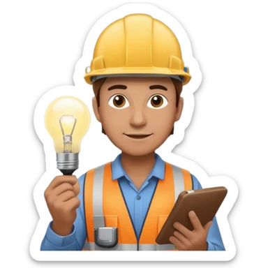 Am man Electricity power employer at work with a light sticker