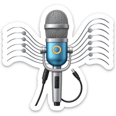microphone with sound waves around sticker