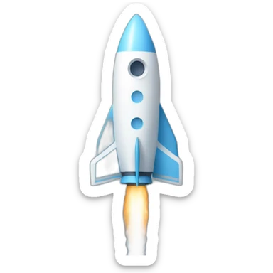 Rocket painted in light blue and white sticker