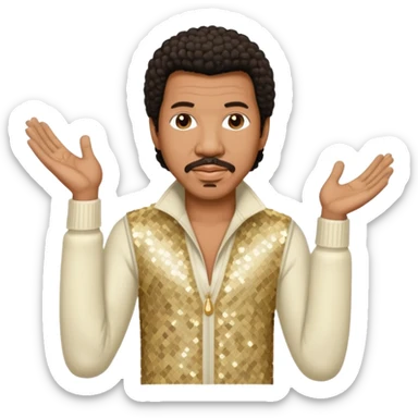 Lionel Richie with dark brown hair, cream sequin outfit  sticker