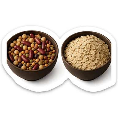 BOWL DI LEGUMI INSIEME A BOWL DI FIOCCHI DI AVENA,  iperrealistico 4k sticker