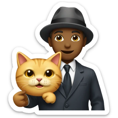 boy in suit with cat wearing hat saying VOTE sticker
