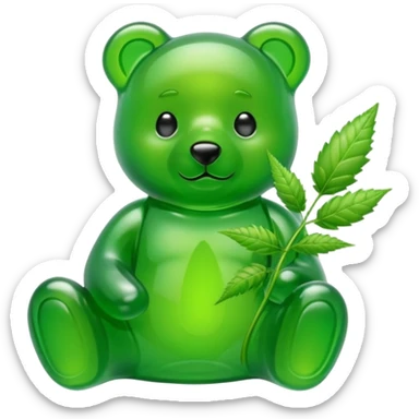 gummy bear with weed leaves inside sticker