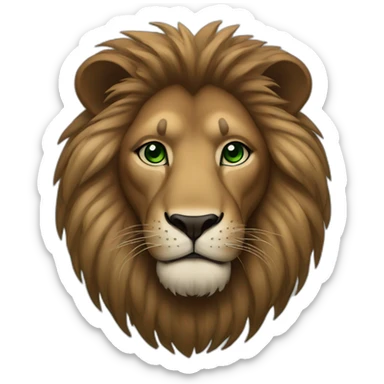 brown lion with a black  mane and green eyes sticker