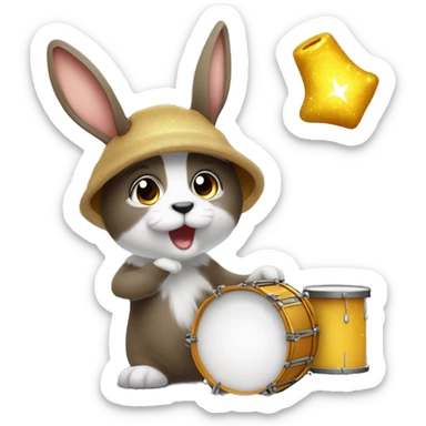 Ein Kaninchen das die Zunge rausstreckt im Cartoon Stil mit Glitzer drum herum sticker