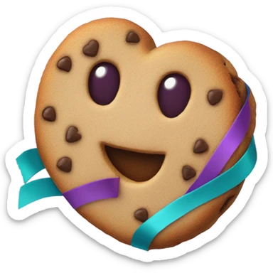 Cookie heart with purple teal awareness ribbon loop sticker