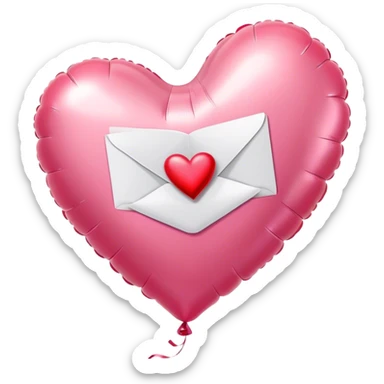 love letter in pink and red metallic heart-shaped balloons sticker