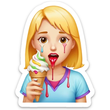 girl slurping ice cream cone  sticker