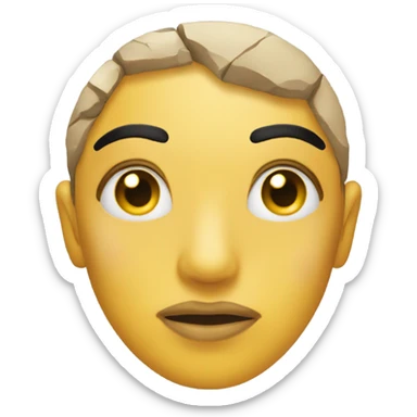 Emoji face yellow with the rock eye brows with make up in face and and nails with a hand beside the face sticker