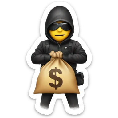 Robber emoji holding a bag with $ sticker