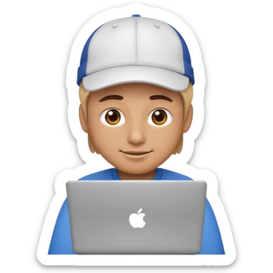 generate a person emoji with his laptop with cap too sticker