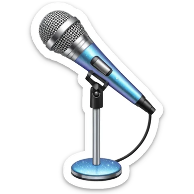 microphone on a stand with sparkles sticker