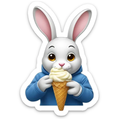 RABIT EATING ICE CREAM sticker