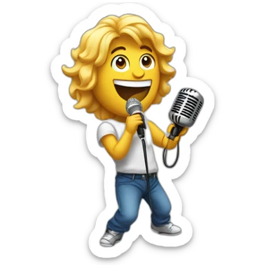 rapero cantante con micrófono cantando sticker