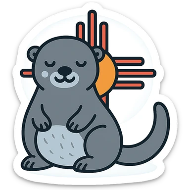 Change the background to blue, keep the cute grey sea otter and Zia symbol minimal. sticker