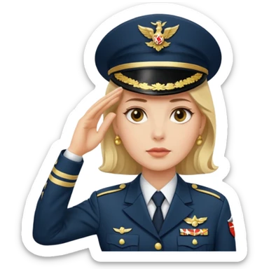 Teniente coronel mujer saludando sticker