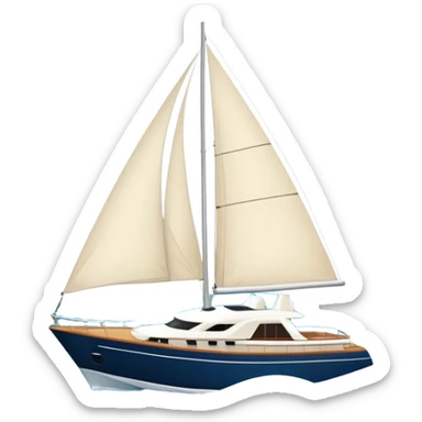 Yacht in waves and frangipania flowers  sticker