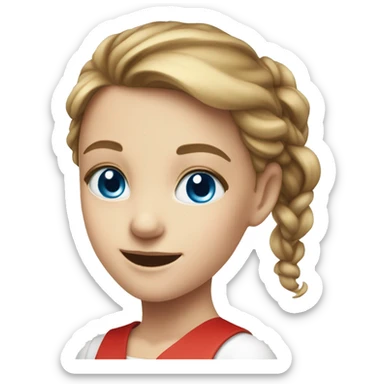 smiling girl with blue eyes in white and red dress sticker