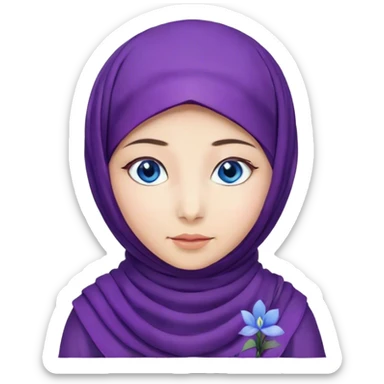 Turkish beautiful finish Konya girl blue eyes with lila hyacinth hijab and islamic dress sticker