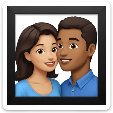 A man and a woman kissing, framed on a television screen sticker