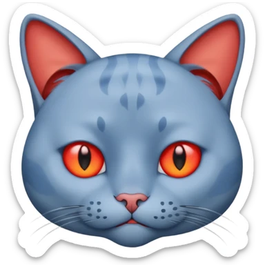 Emoji Visage de chat bleu defoncé yeux rouge fatigué sticker