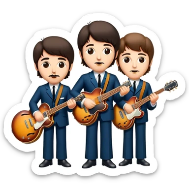 Cinematic Realistic The Beatles Pop Culture Emoji, showcasing an iconic, vibrant portrayal of the legendary band rendered with rich textures and nostalgic lighting that exude musical legacy. sticker