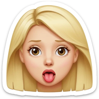 Blonde girl sticking tongue out and rolling her eyes sticker