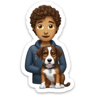 Programmer with curly brown hair with dog Entlebucher zennenhund sticker