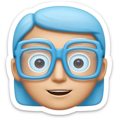 A 3D cartoon sky-blue square spectacle, slightly thick frame, glossy surface, minimal plain background, Memoji-style. Only glasses. sticker