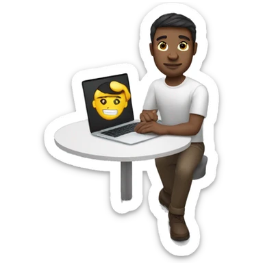 pale brunette male software engineer using Macbook, LED watch on wrist sticker