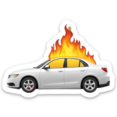 Car on fire sticker